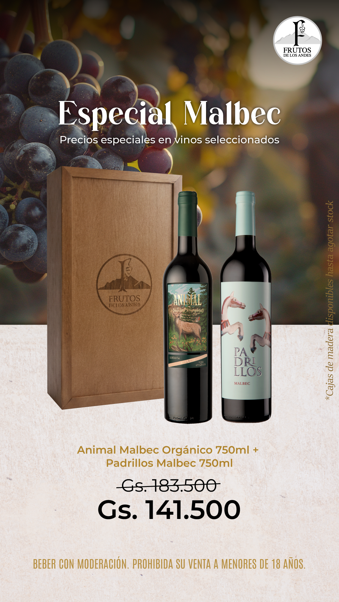 ANIMAL + PADRILLOS Combo: Ánimal Malbec + Padrillos Malbec - Imagen 1